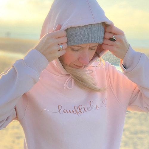 Hoodie „lauf_liebe“ (Unisex), Biobaumwolle