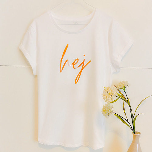 T-Shirt „hej“ (Damen), Biobaumwolle