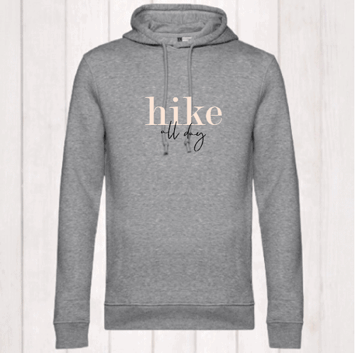 Hoodie „hike all day“ (Unisex), Biobaumwolle