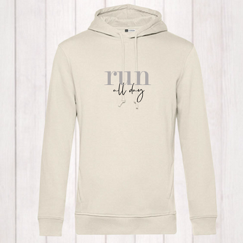Hoodie „run all day“ (Unisex), Biobaumwolle